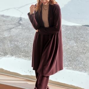 NWT OGL Shawl Collar Long Cardigan with Pockets Ruby Berry Size S